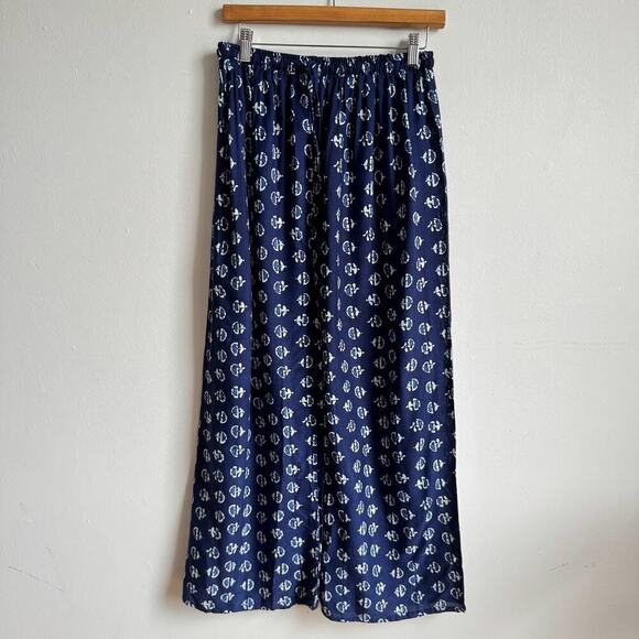 Indigo Print Wide-leg Summer Pants - Picture 2 of 5